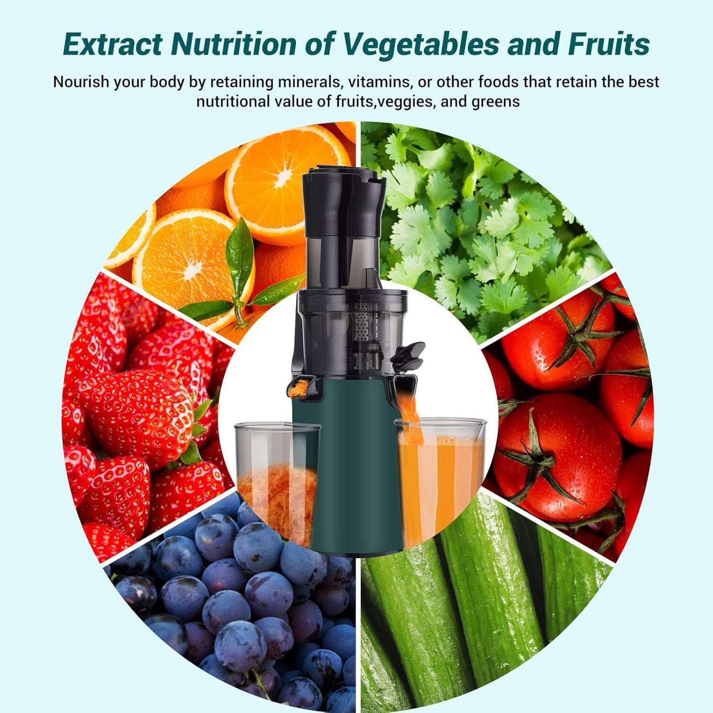 Inkbird Green Juicers Slow Masticating Juicer for Fruits Vegetables Cold DEMO