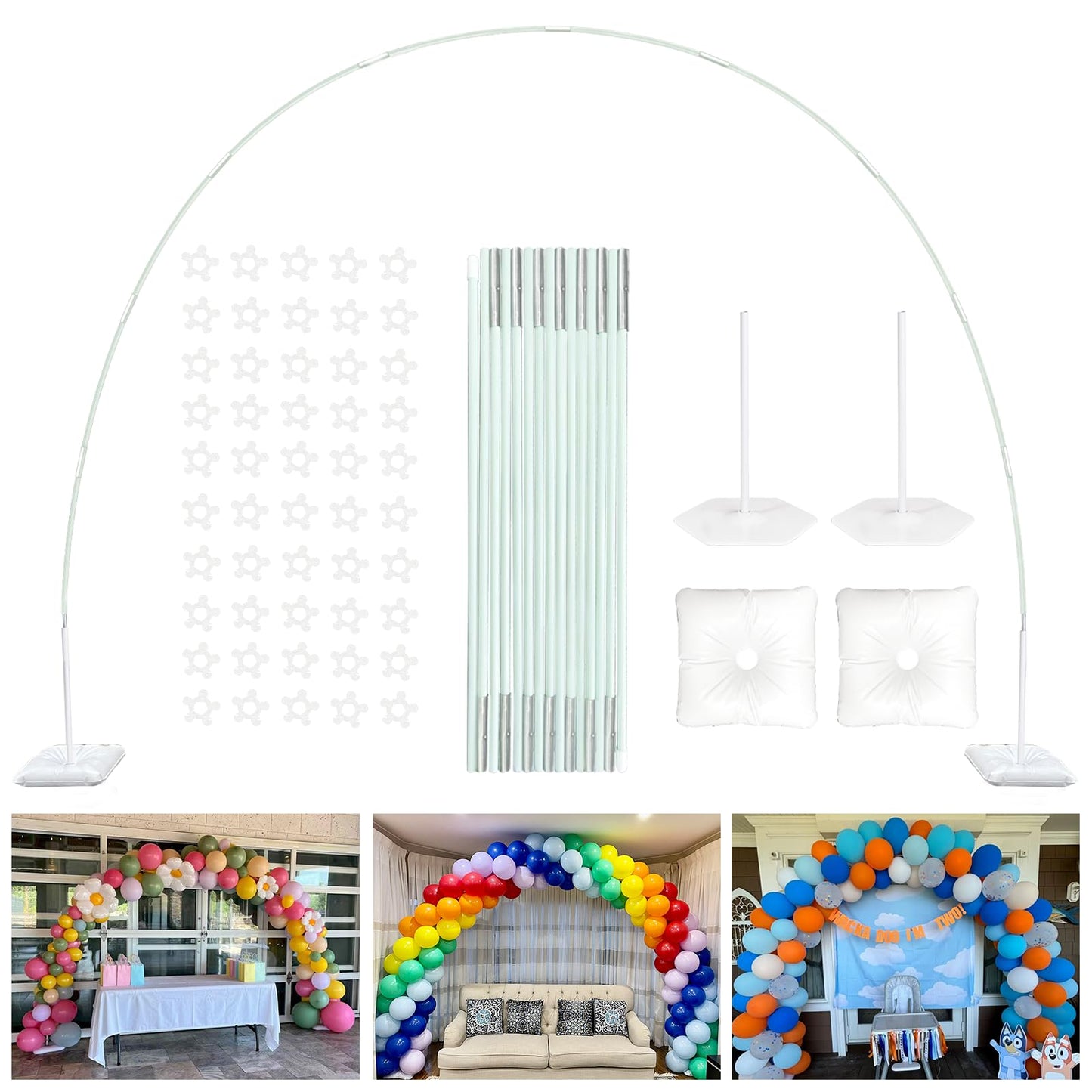 YALLOVE 21 Balloons Feet Balloon Arch Stand Kit Adjustable Width and Height NEW