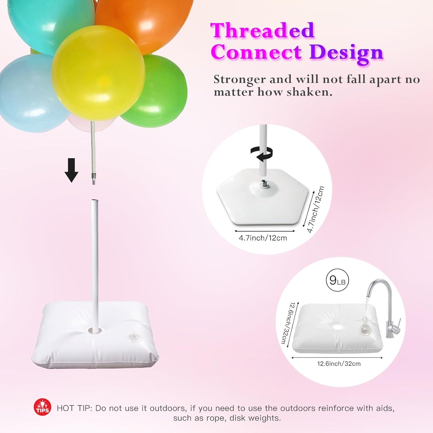 YALLOVE 21 Balloons Feet Balloon Arch Stand Kit Adjustable Width and Height NEW