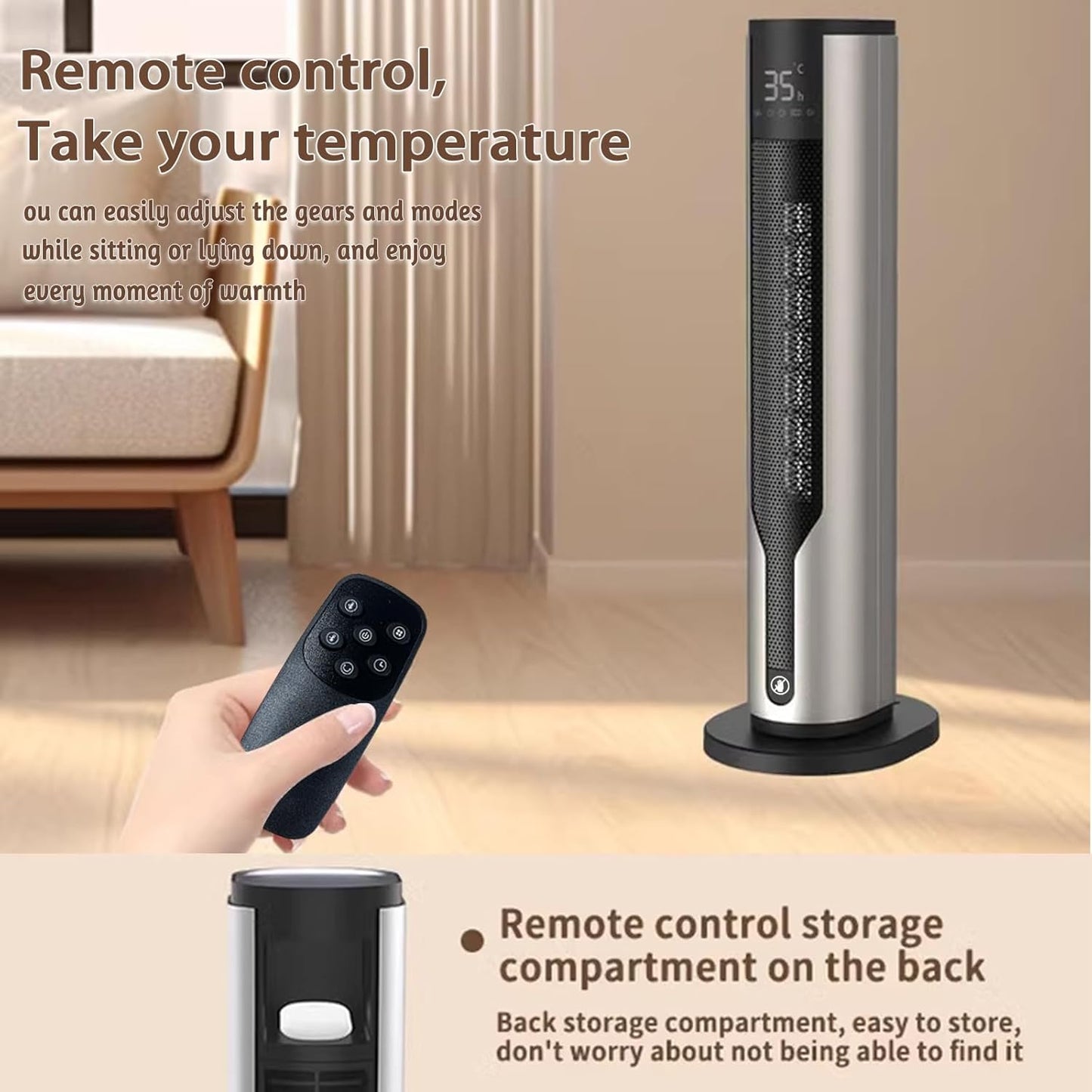 Yaberry Grove Heating Tower Space Heater with Adjustable Thermostat Remote NEW