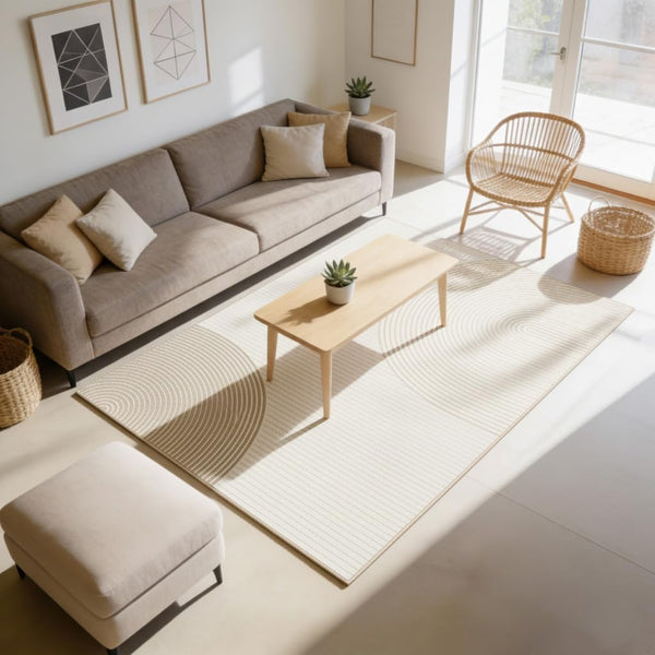 UZU 200x250cm Machine Washable Geometric Lines Area Rug for Living Room NEW