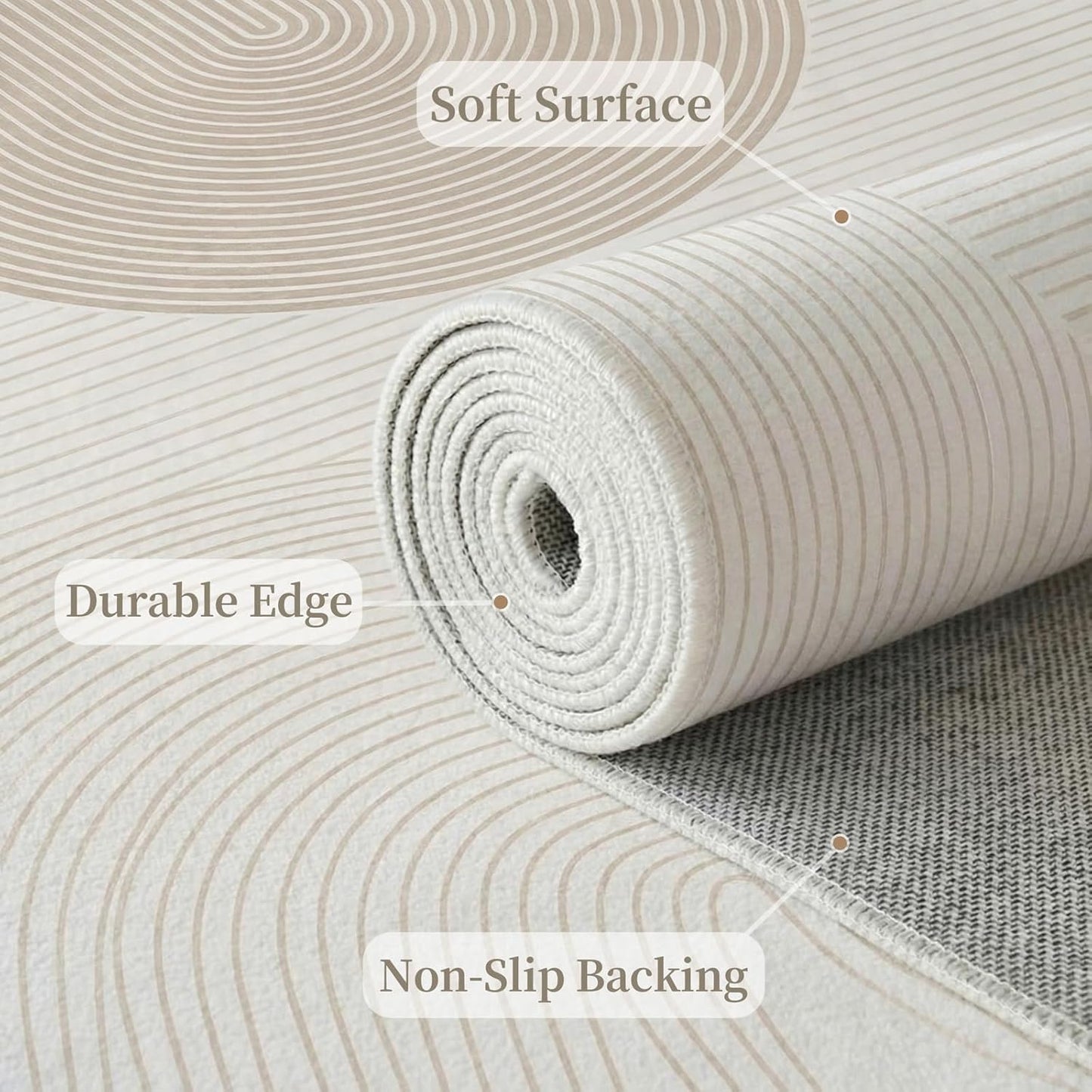 UZU 200x250cm Machine Washable Geometric Lines Area Rug for Living Room NEW