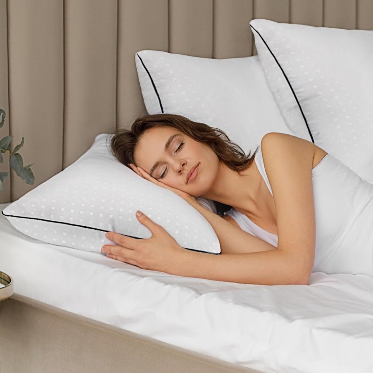 Higoom Standard Bed Pillows 2 Pack, Luxury Hotel Comfort White Pillows, NEW