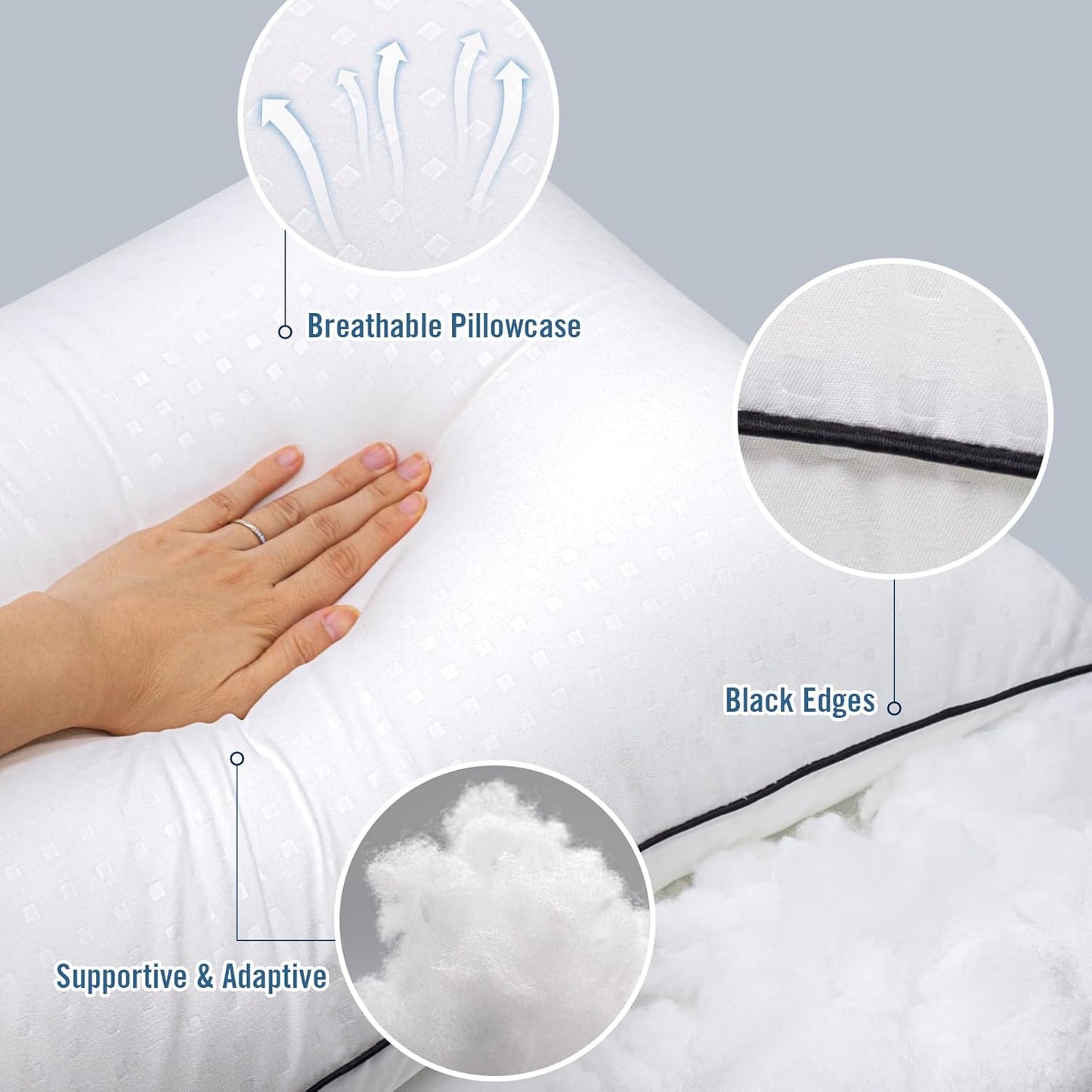Higoom Standard Bed Pillows 2 Pack, Luxury Hotel Comfort White Pillows, NEW