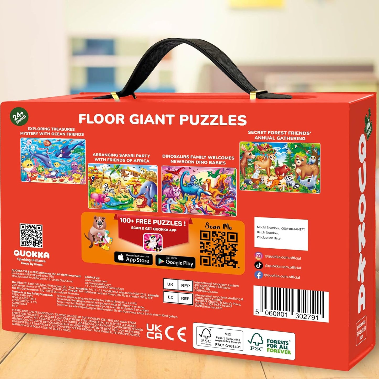 QUOKKA Giant Floor Jigsaw Puzzle for Kids Ages 4-6 Extra-Thick 48 Pieces NEW