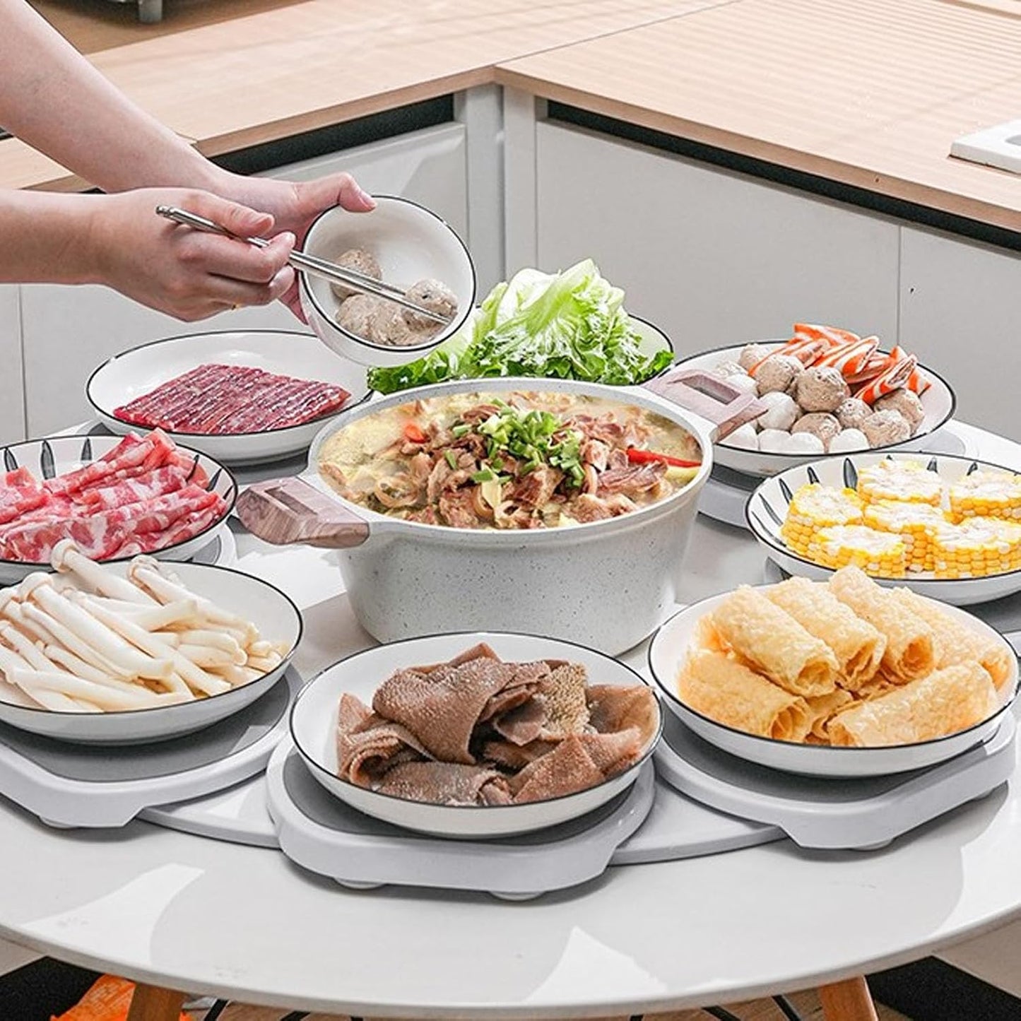 Jiawu 10-Inch Rotating Lazy Susan Turntable Dining Table Organizer White NEW