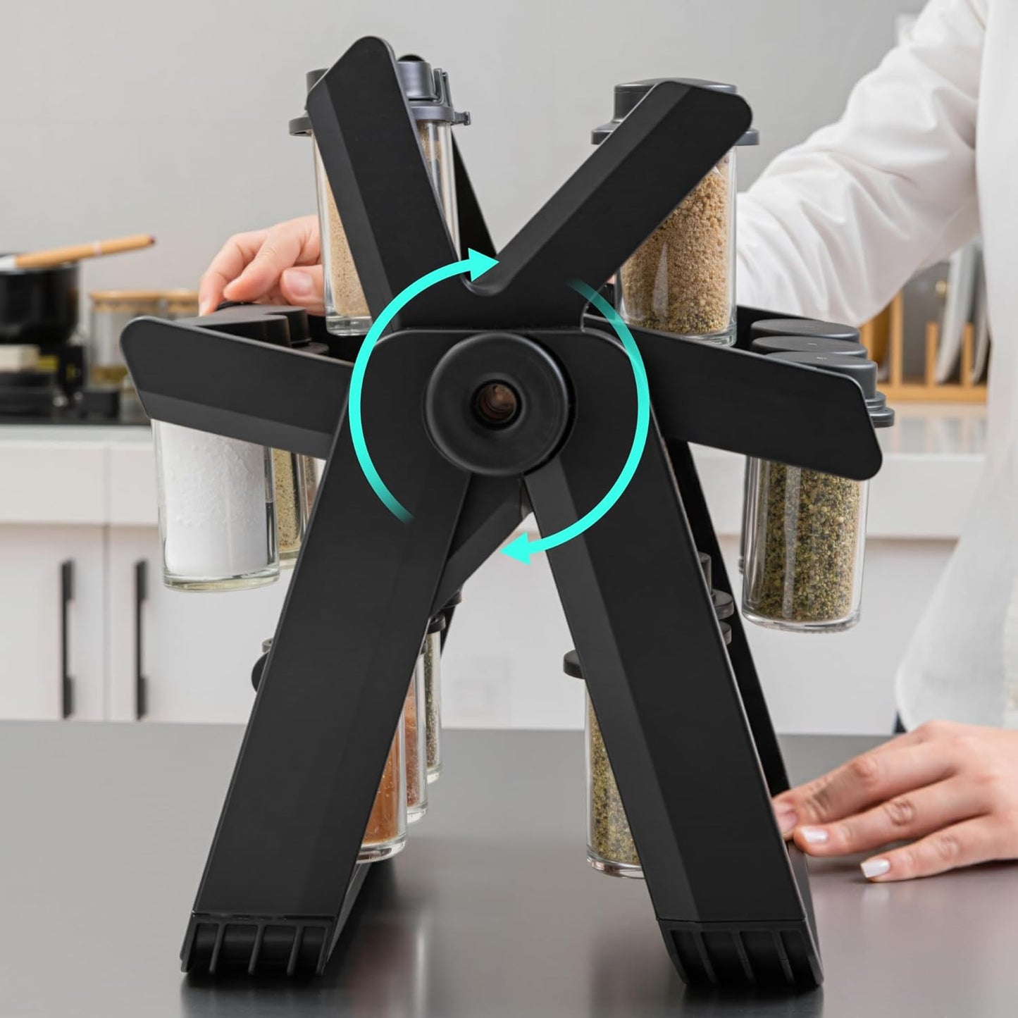 Aijohnny Rotating Spice Rack Organizer Revolving Carousel Seasoning Storage NEW