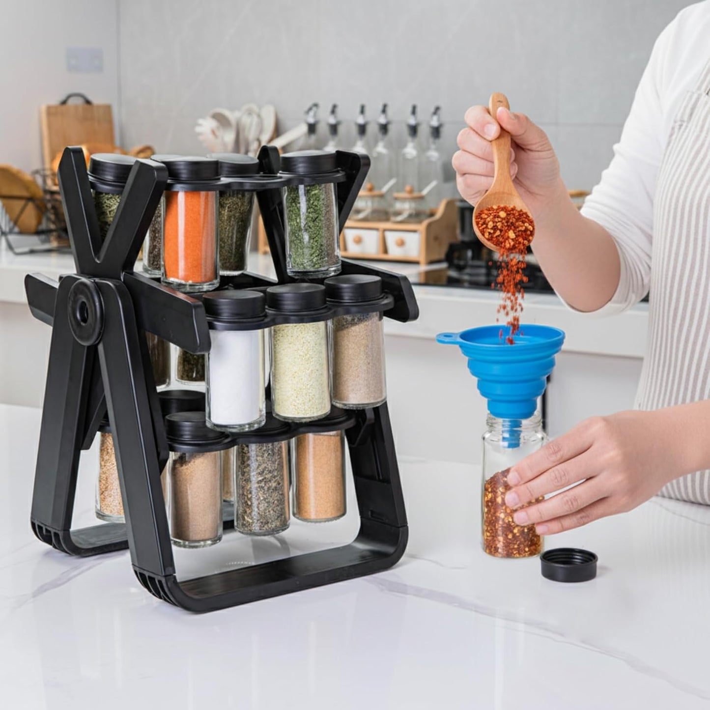 Aijohnny Rotating Spice Rack Organizer Revolving Carousel Seasoning Storage NEW