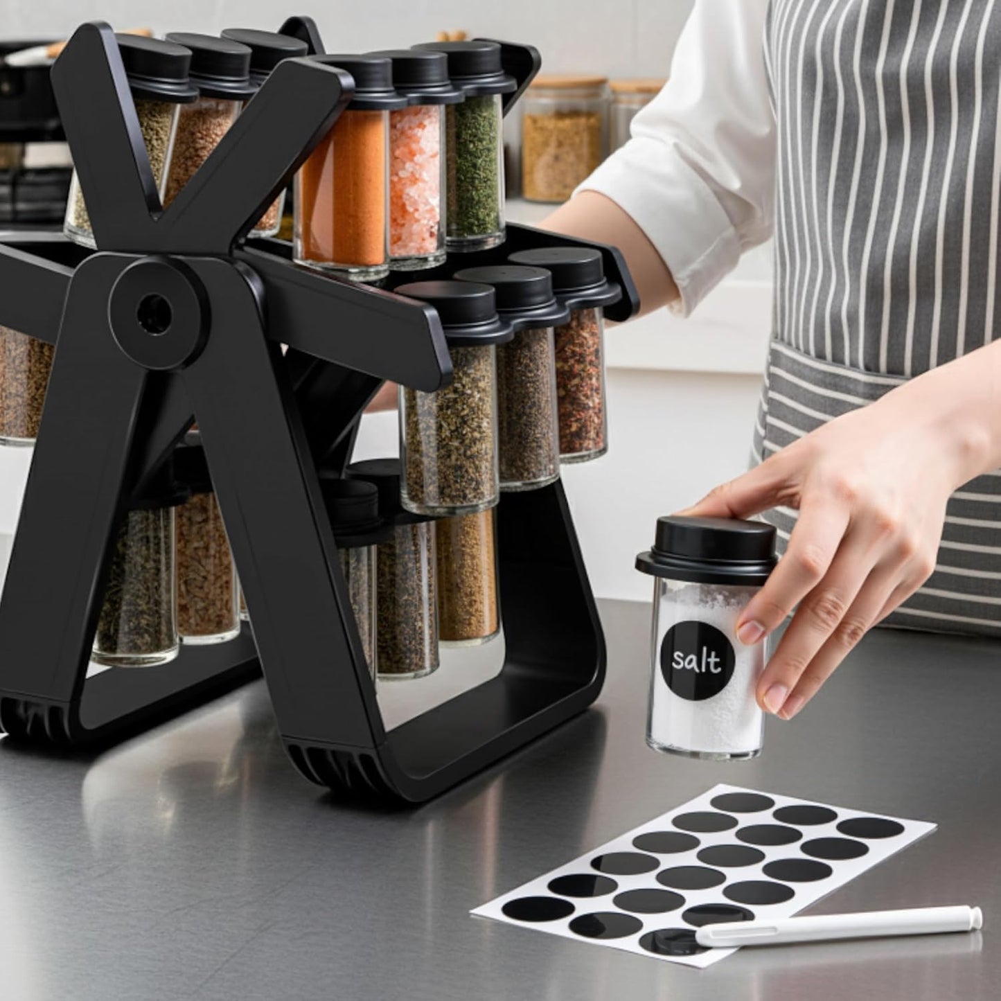 Aijohnny Rotating Spice Rack Organizer Revolving Carousel Seasoning Storage NEW