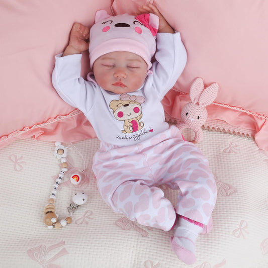 Kaydora 22 Dolls Inch Soft Weighted Silicone Doll Lifelike Handmade Cute Pink
