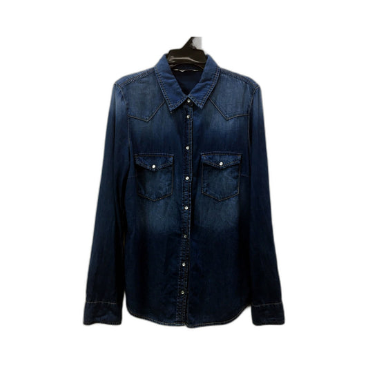 Mango Mens Jeans Distressed Denim Shirt Casual Size Small