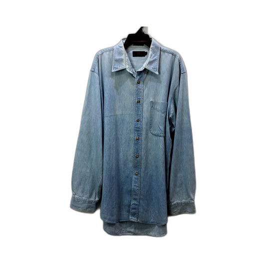 A&F Mens Denim Button Down Shirt Light Blue Casual Everyday Wear Size Large