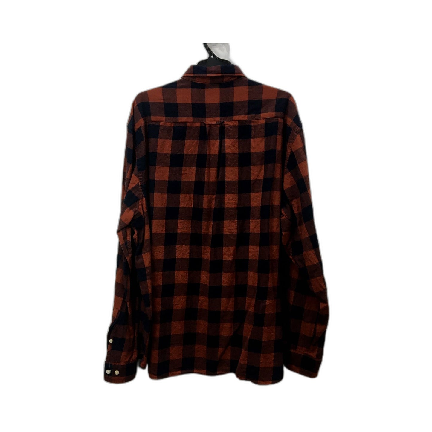 H&M Mens Plaid Flannel Casual Shirt Brown Navy Pullover Sweatshirt Size 2XL