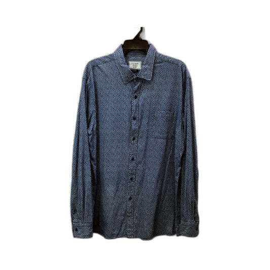 Gazman Mens Button-Down Shirt Navy Blue with White Polka Dots Size 2XL