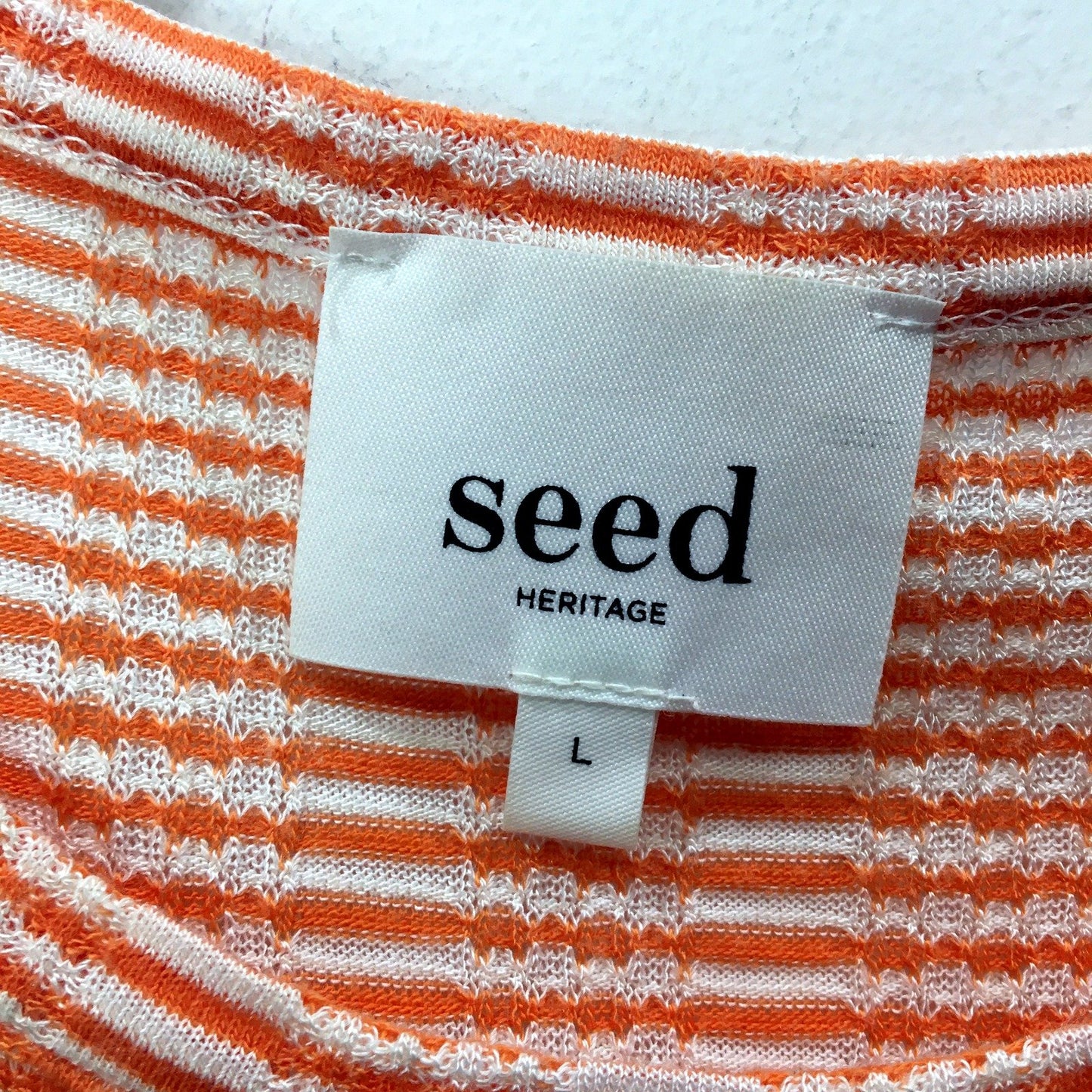 Seed Heritage Striped Tank Top in Orange & White Womens  Size L NEW