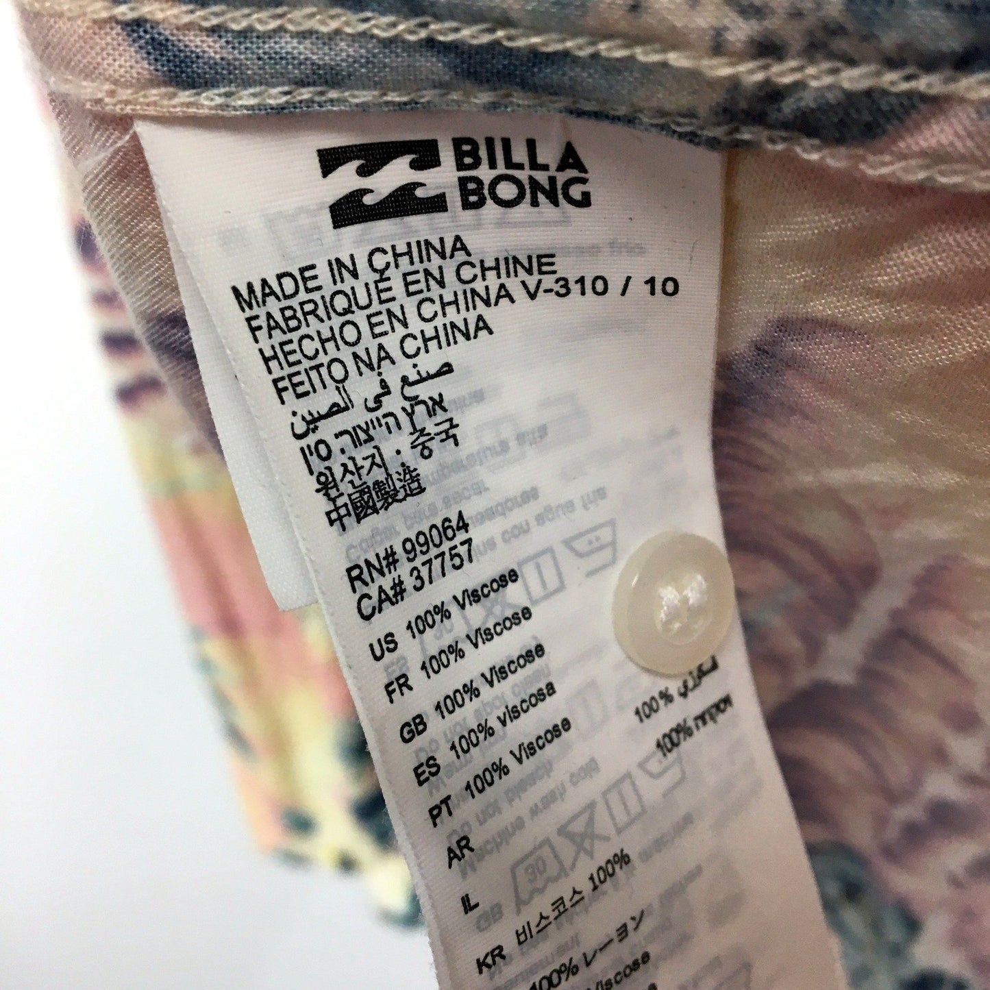 Billabong Tropical Floral Button-Up Mens Shirt Viscose Short Sleeve Size Small