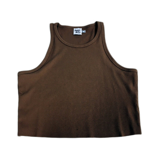 Princess Polly Ribbed Crop Top in Brown, Womens Size 16 NEW