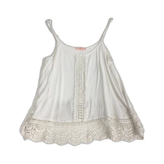 SASS Womens Crochet Lace Trim Tank Top Adjustable Straps Boho White Size 14
