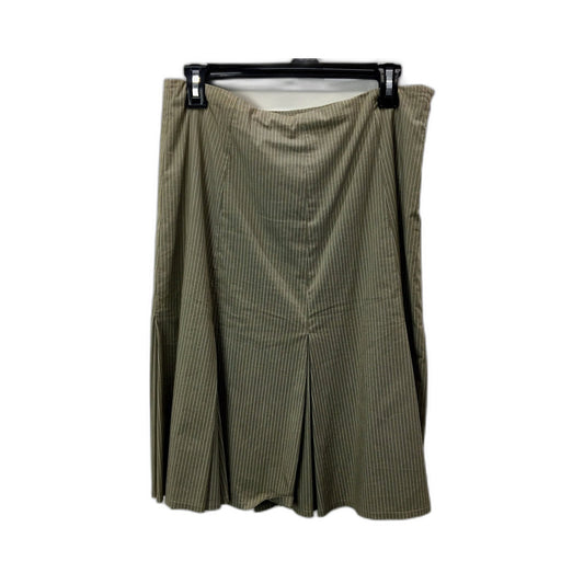 Portmans Womens Pleated Skirt Olive Green with White Pinstripes Size 12