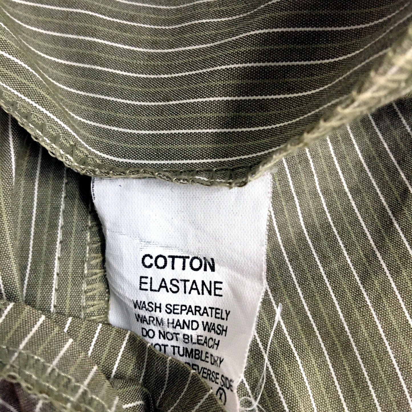 Portmans Womens Pleated Skirt Olive Green with White Pinstripes Size 12