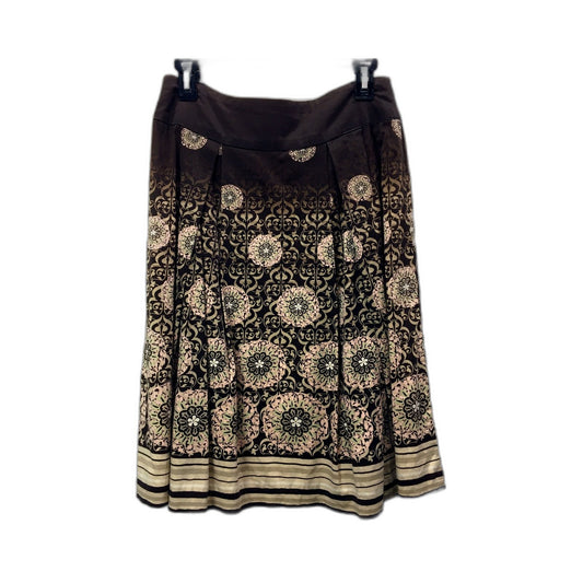 Womens Colorado Pleated Floral Cotton Blend Skirt in Brown Size 8