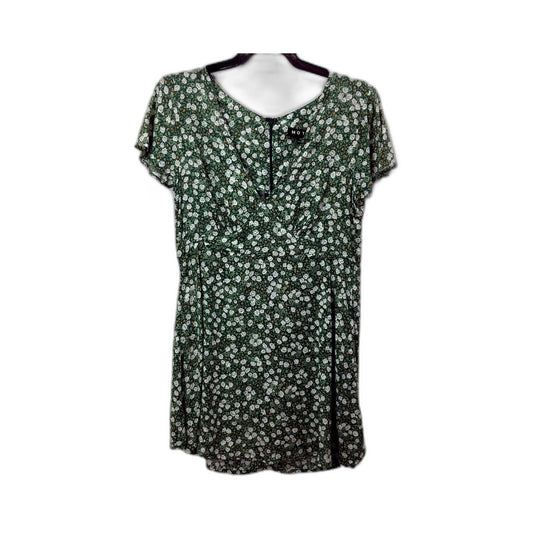 Womens Motel Elara Floral Print Green Short Sleeve Dress Size S NEW
