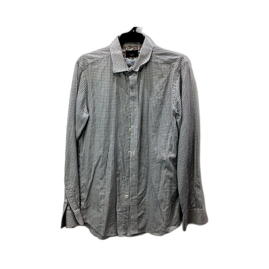 Tessituramonti Group Mens Slim Fit Button-Down Gingham Dress Shirt Gray Size M