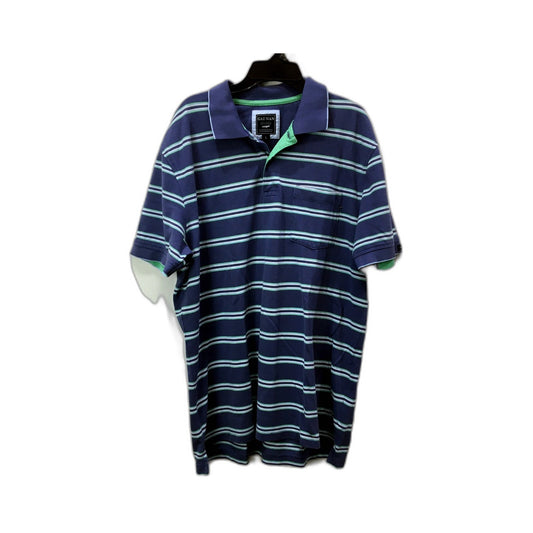 Gazman Mens Striped Polo Shirt Navy Blue Green Cotton Comfortable Size L