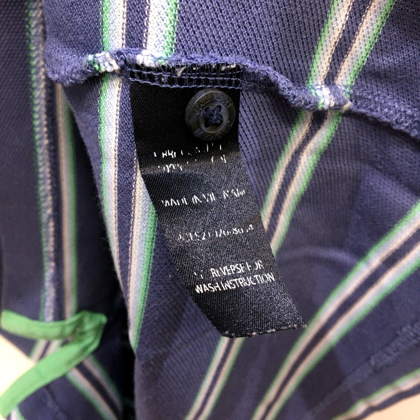 Gazman Mens Striped Polo Shirt Navy Blue Green Cotton Comfortable Size L