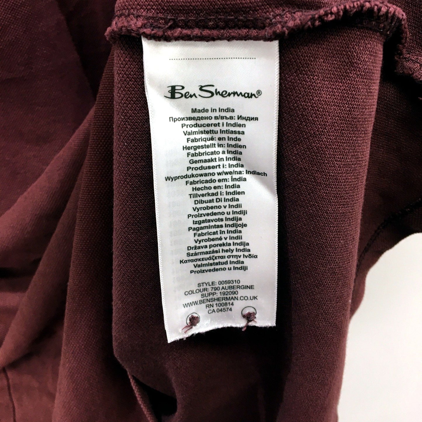 Ben Sherman Mens Organic Cotton Burgundy Polo Shirt in XXL Size