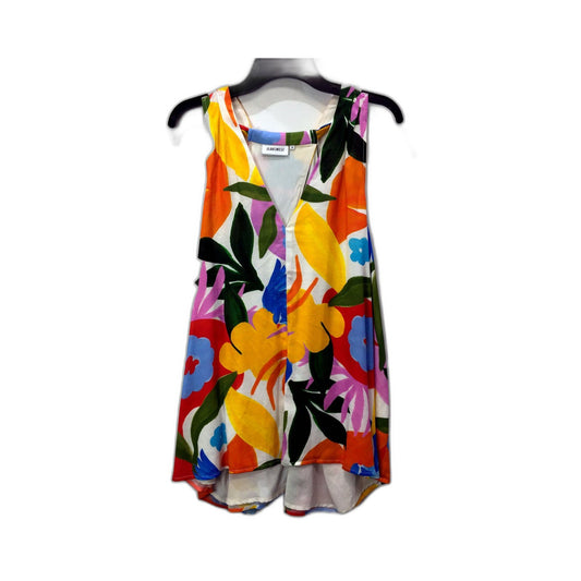 Womens Jeanswest Floral Print Sleeveless Dress Shirt in Multicolor Size 16 NEW