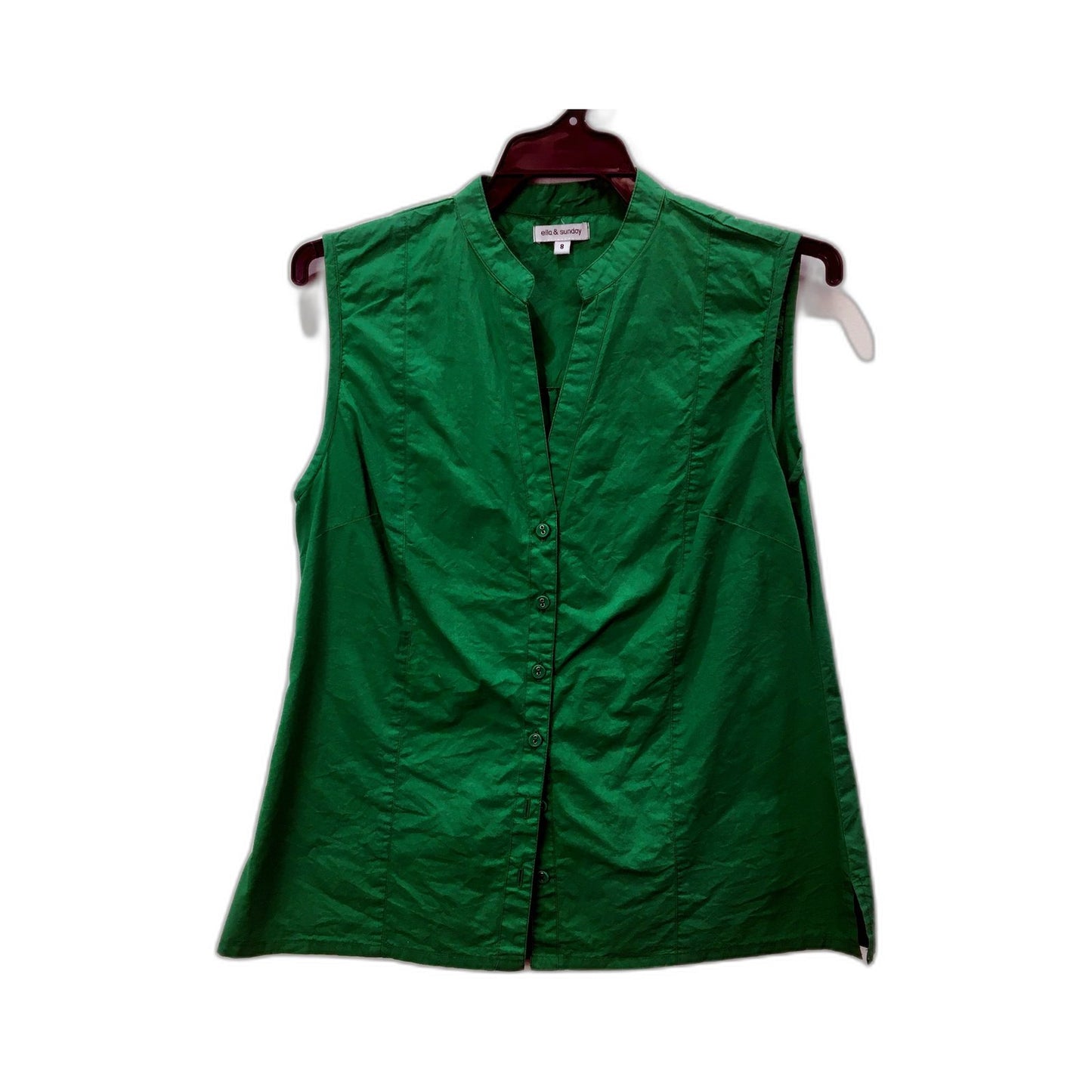 Ella & Sunday Womens Green Sleeveless shirt Cotton Comfortable Size 8