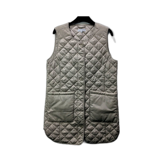 Womens Black Pepper Gray Quilted Vest in Recycled Polyester, Size 10 NEW
