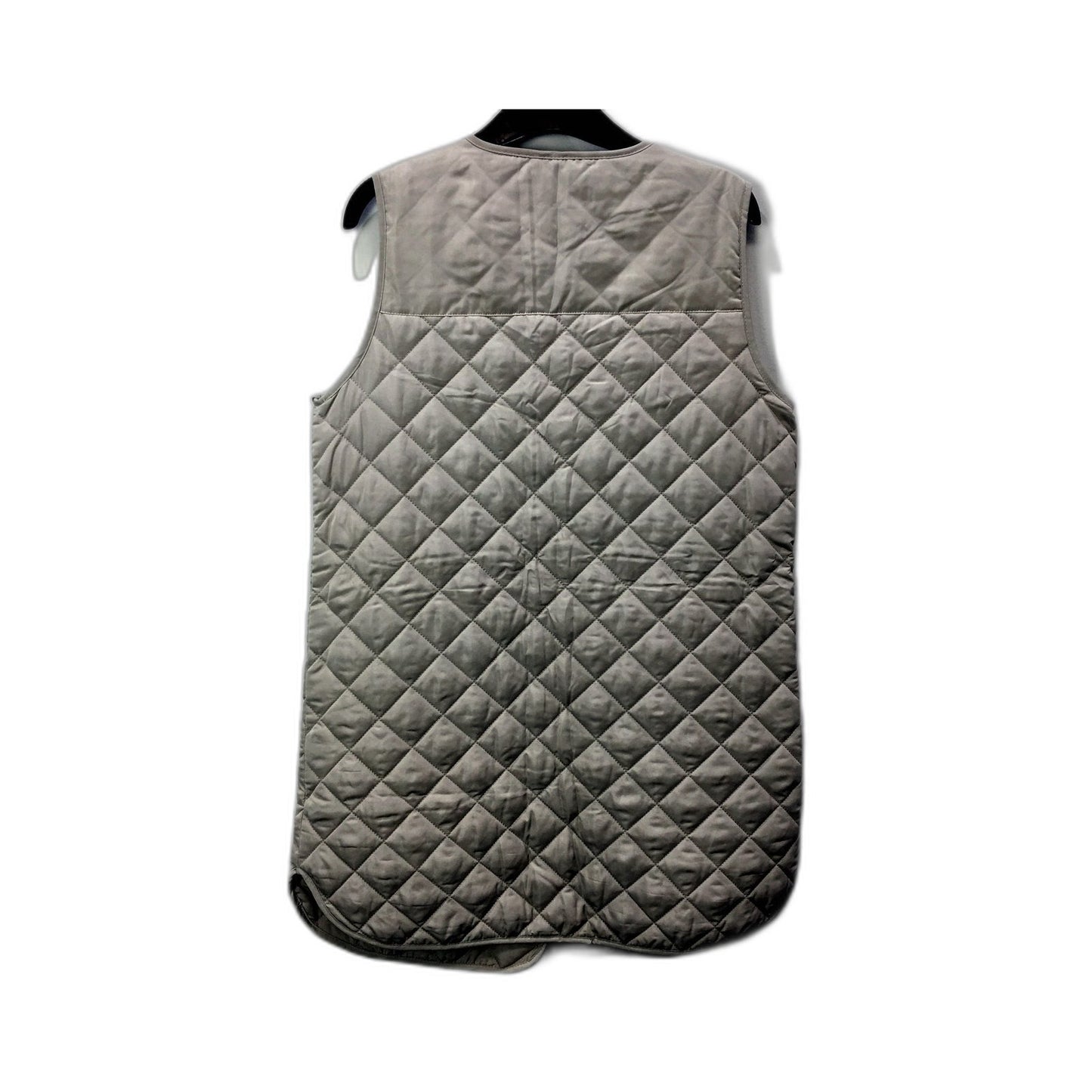 Womens Black Pepper Gray Quilted Vest in Recycled Polyester, Size 10 NEW