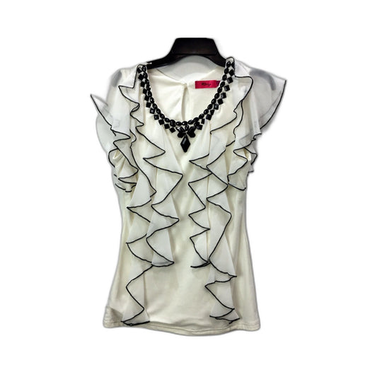 Ray Womens Ruffled Blouse Soft Comfortable 100% Polyester White Size Medium