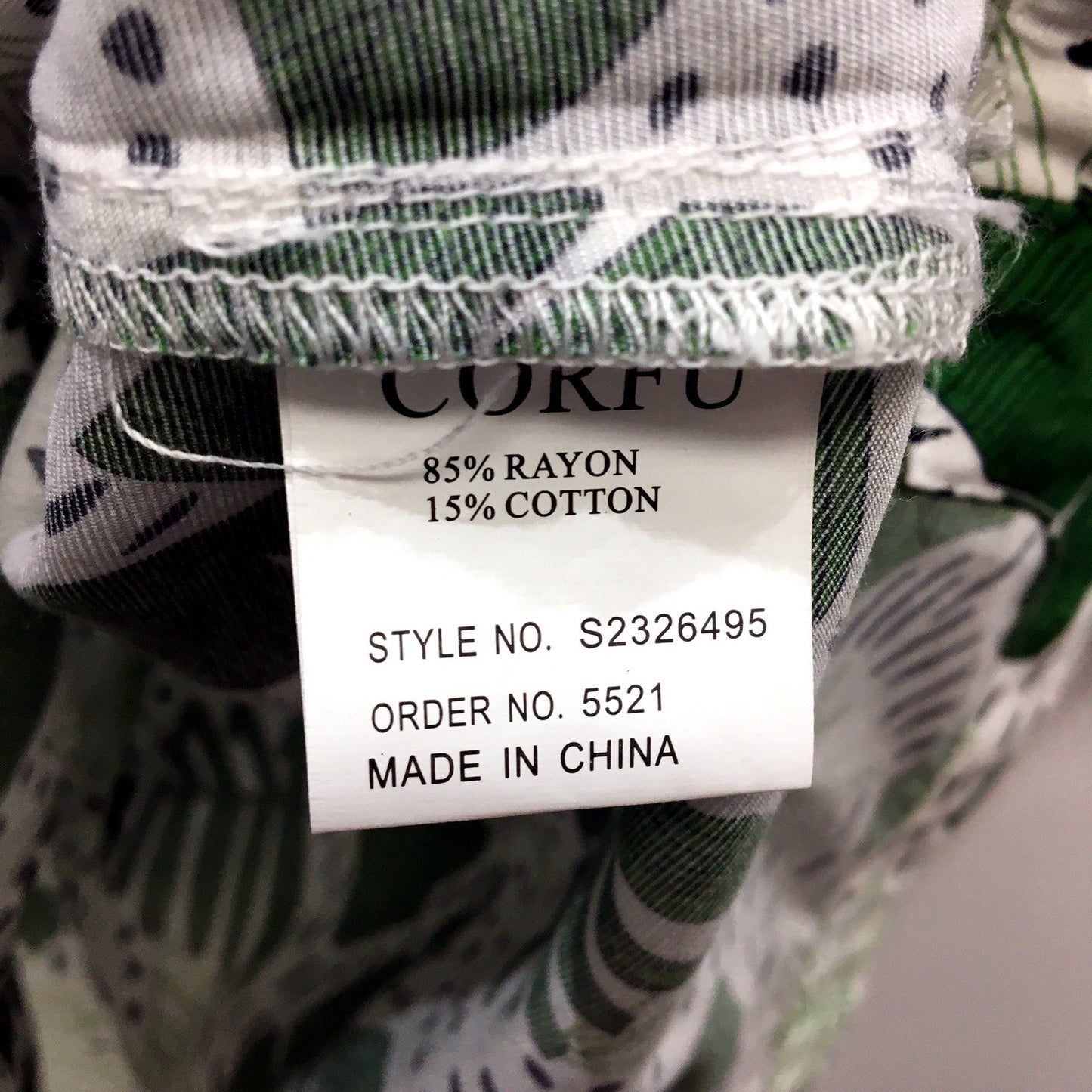 Corfu Womens Tropical Leaf Print Pullover Blouse Bell Sleeve Green White Size 10