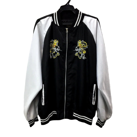 Unisex Bomber Jacket Black and White Lightweight Casual Stylish Size Small