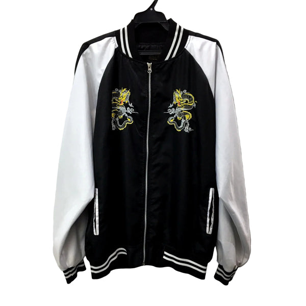 Unisex Bomber Jacket Black and White Lightweight Casual Stylish Size Small