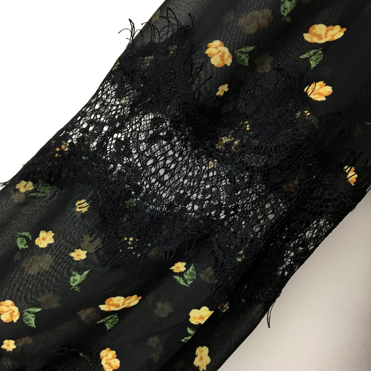 Decjuba Womens Floral Print Blouse Long Sleeve Ruffle Collar Shirt Black Size 10