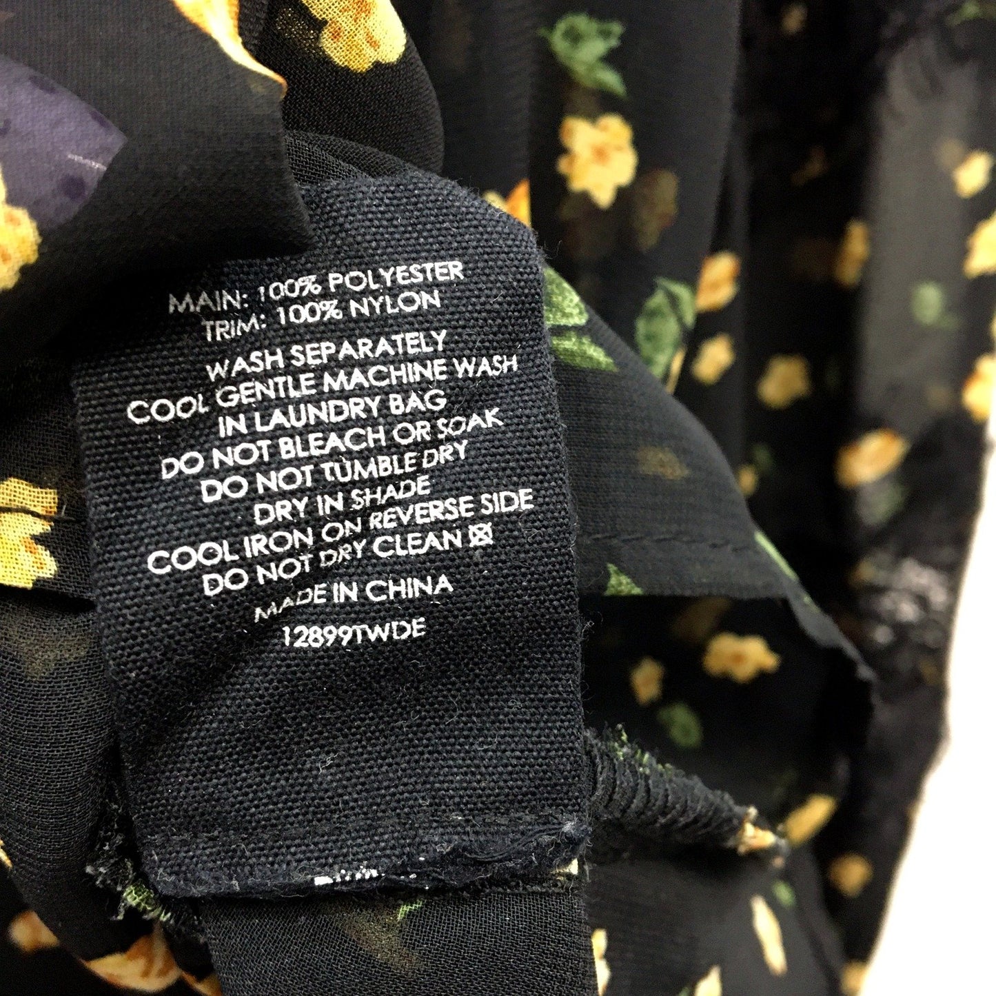 Decjuba Womens Floral Print Blouse Long Sleeve Ruffle Collar Shirt Black Size 10