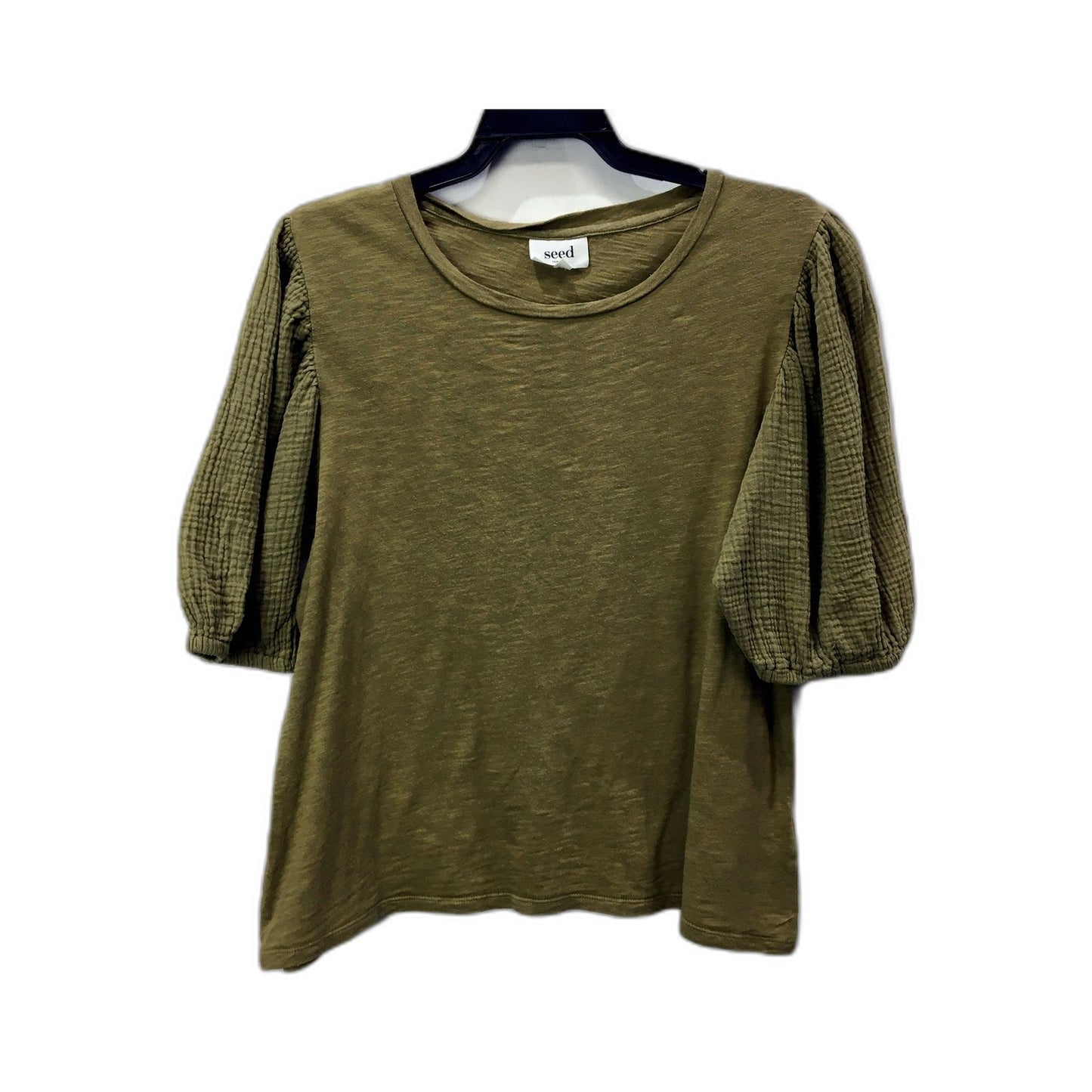 Seed Heritage Womens Puff Sleeve T-Shirt Olive Green Size S