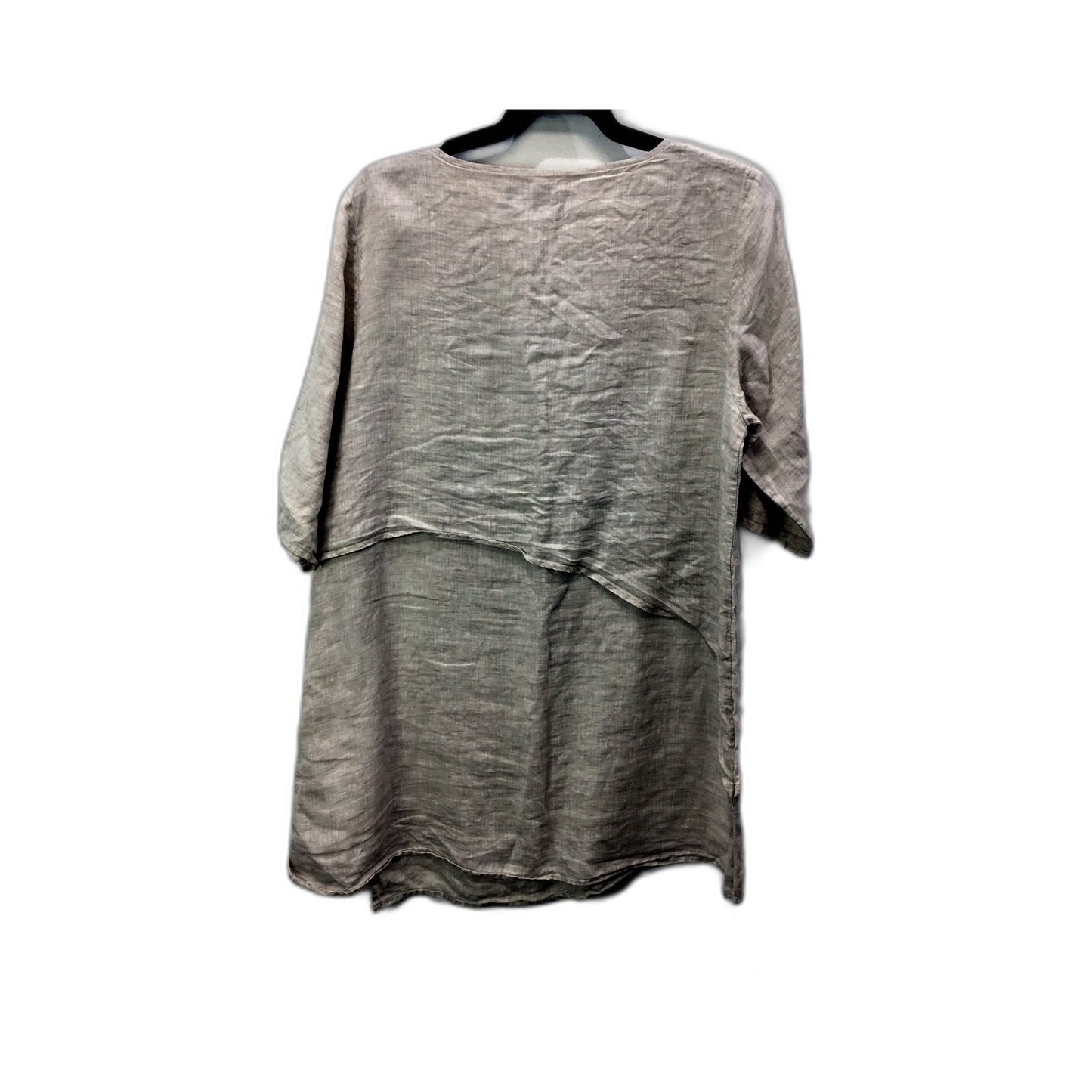 See Saw Womens Linen Tunic Top - Loose Flowing Gray Blouse for Women Size 12