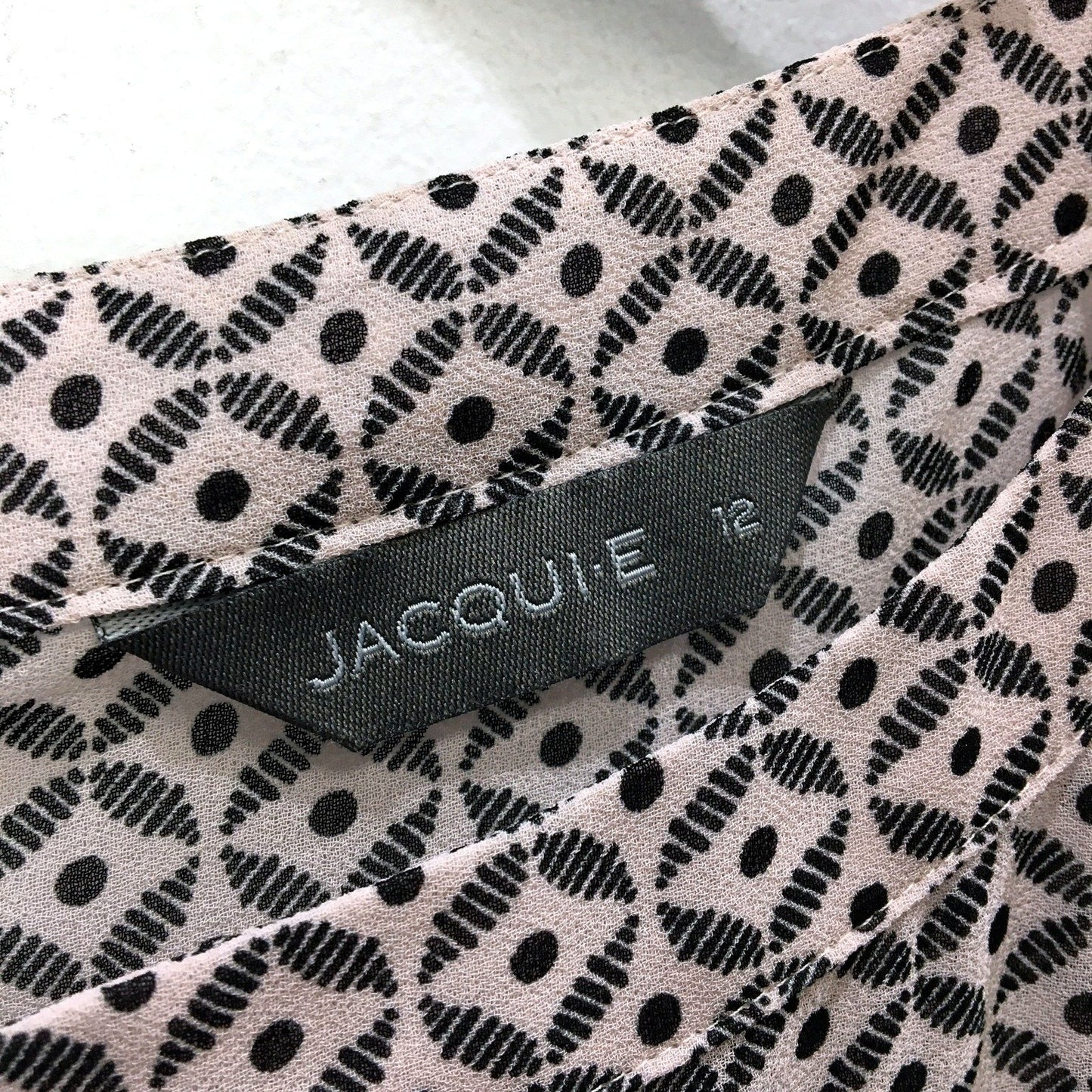 Womens Jacquie Patterned Blouse in Black and White, Size 12 NEW