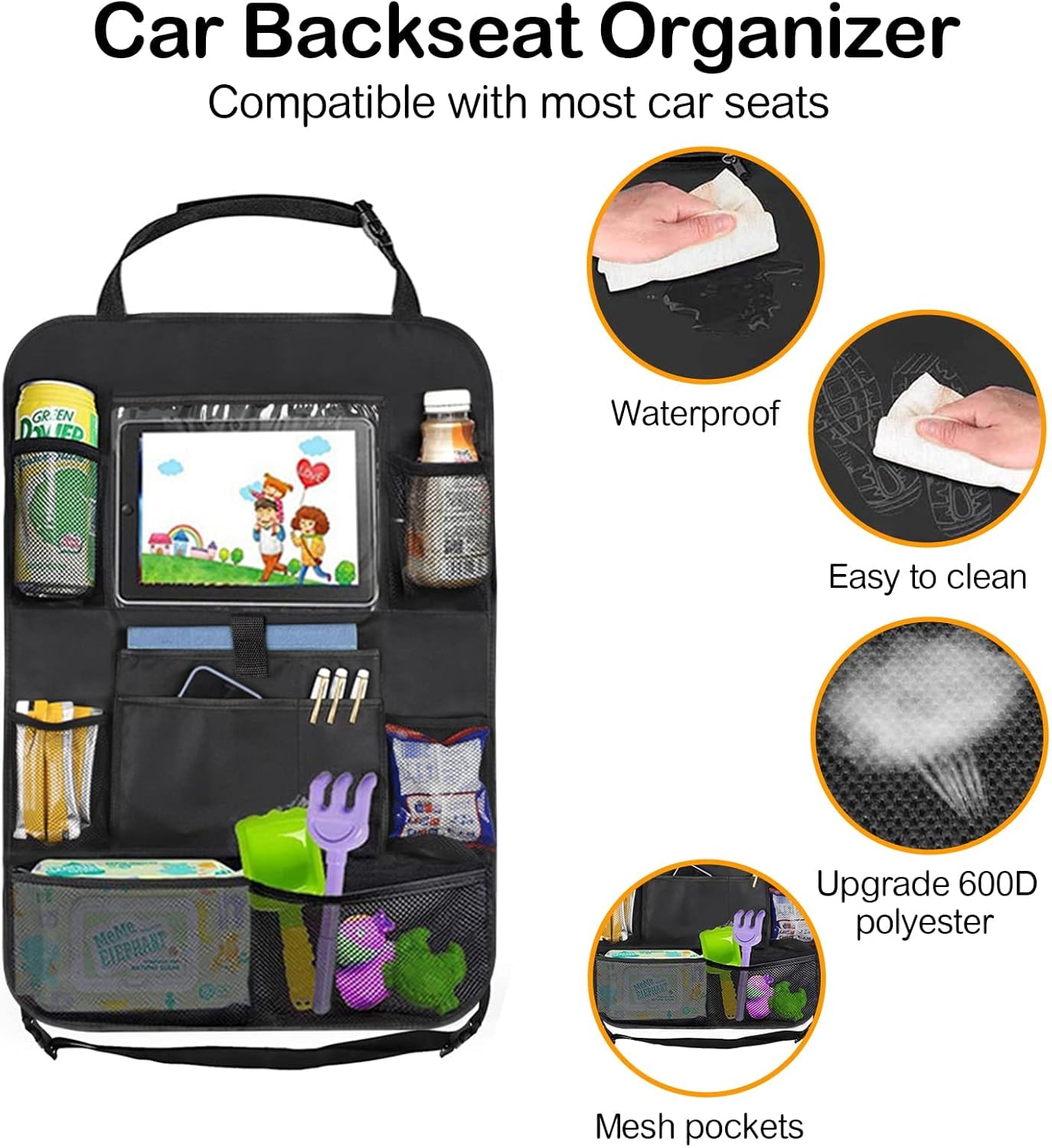 Deedro Car Backseat Organizer 2 Pack Waterproof Oxford Fabric Touchable NEW