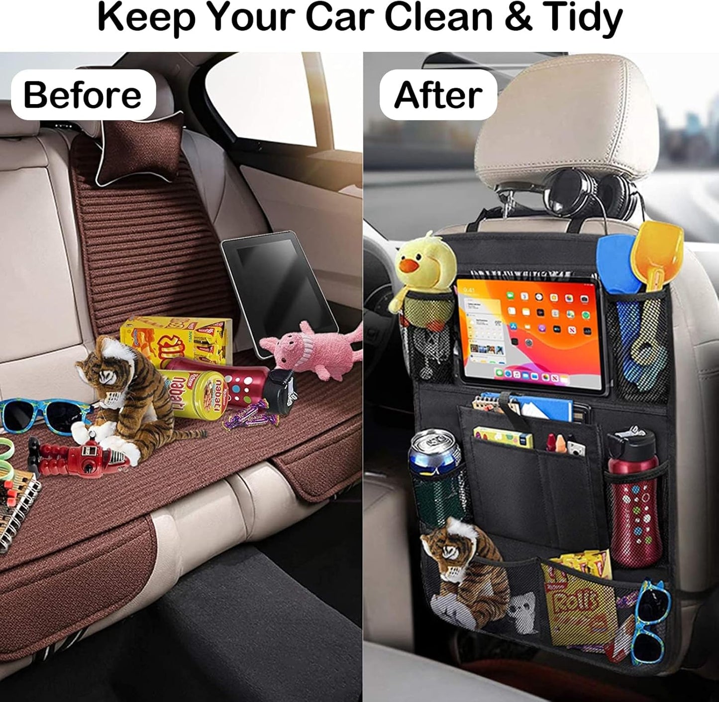 Deedro Car Backseat Organizer 2 Pack Waterproof Oxford Fabric Touchable NEW