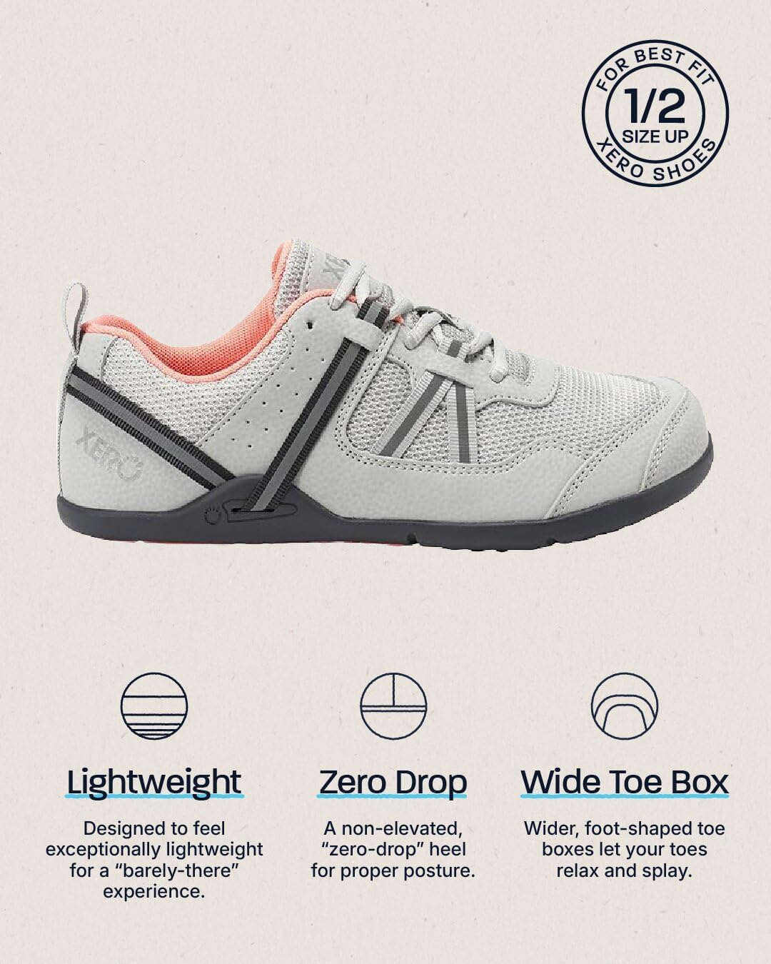 Xero Shoes Prio Lightweight Barefoot Road Running Luner Rock WIDE Lds US 7.5 NEW