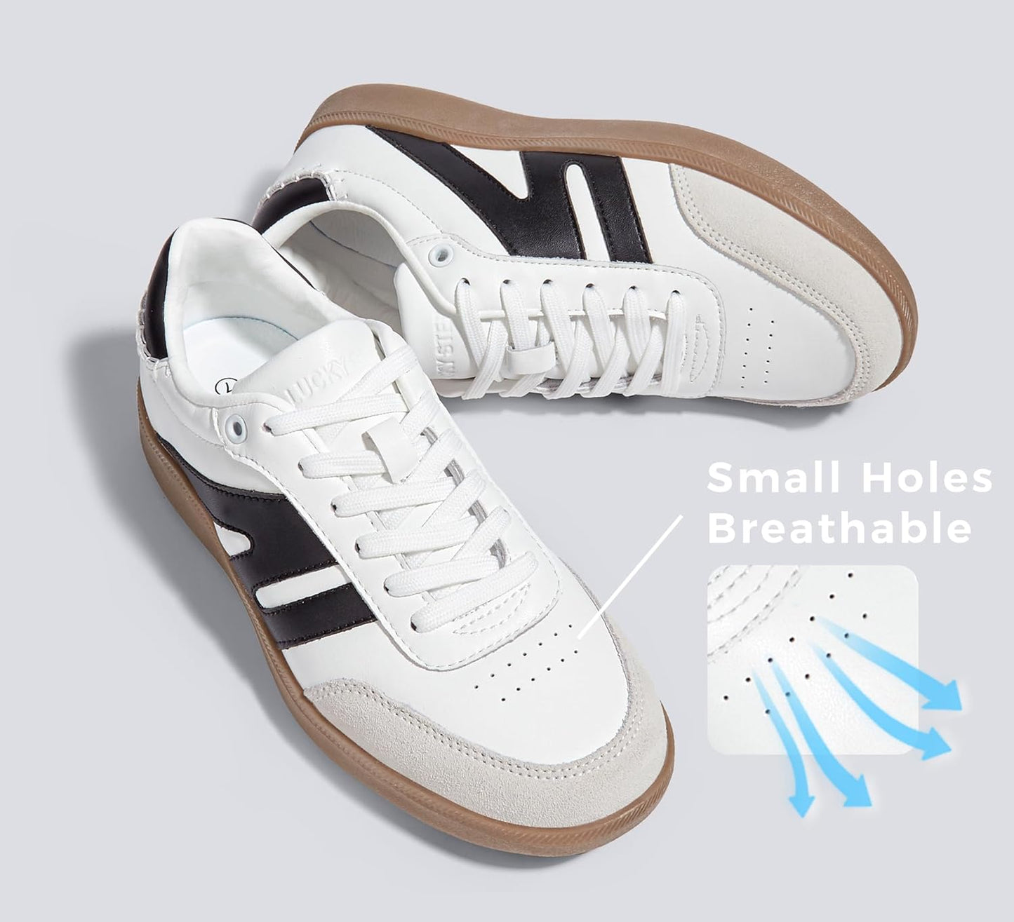 LUCKY STEP Retro Gum Sole Trainers Tennis Skate Shoes White Ladies US 11 NEW