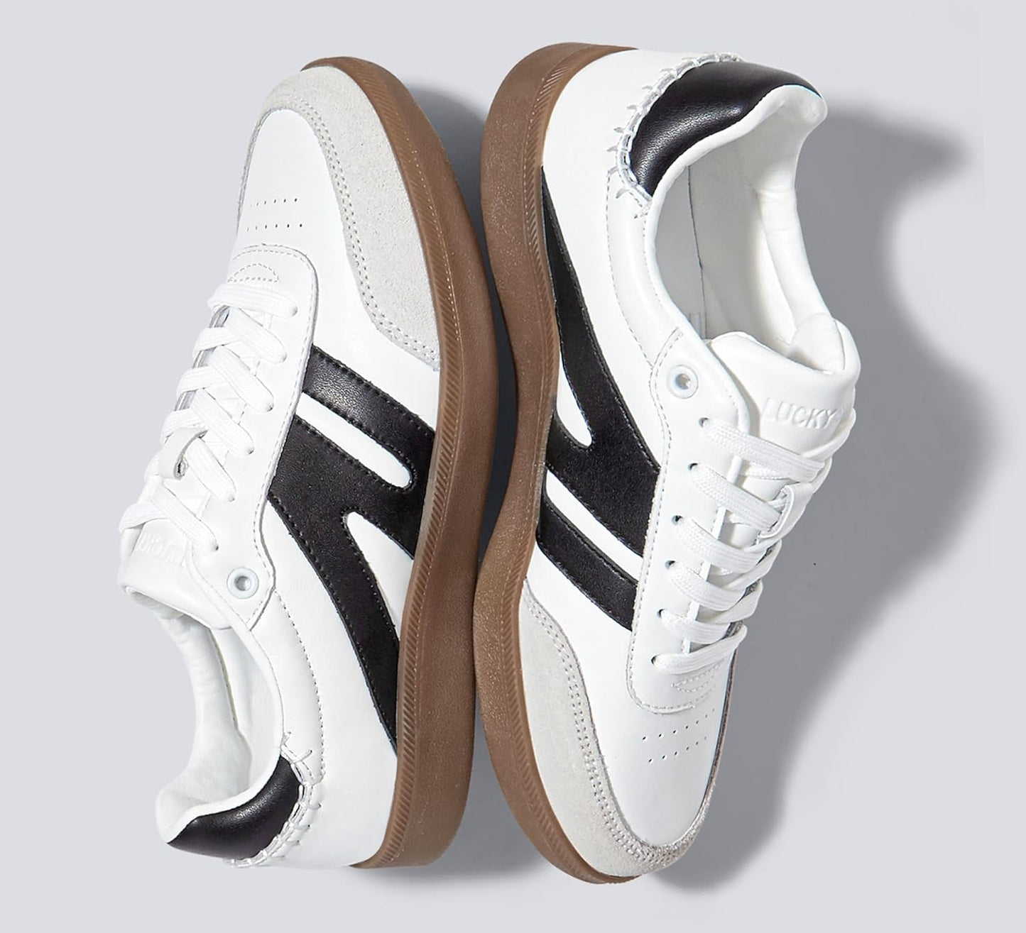 LUCKY STEP Retro Gum Sole Trainers Tennis Skate Shoes White Ladies US 11 NEW