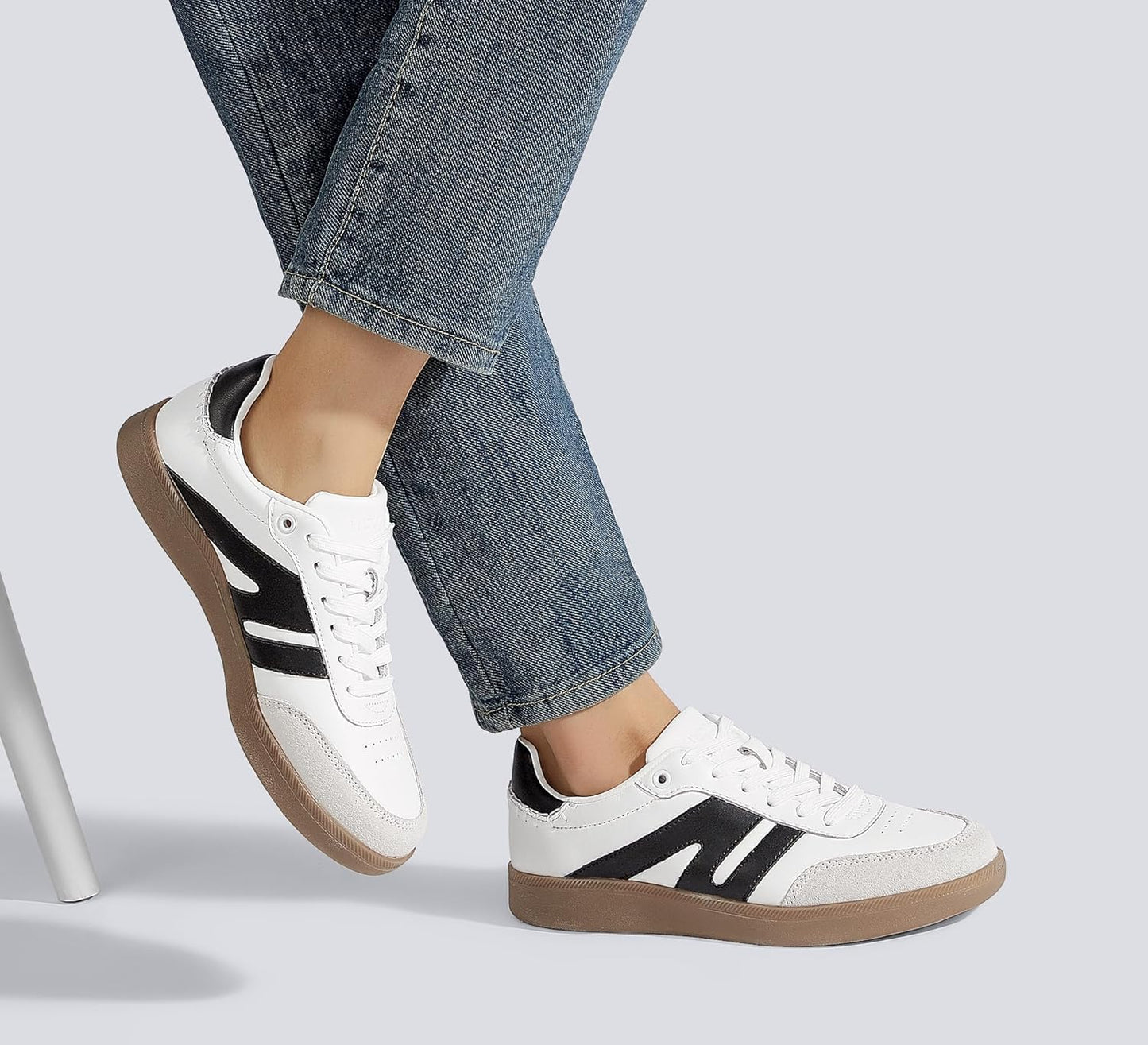 LUCKY STEP Retro Gum Sole Trainers Tennis Skate Shoes White Ladies US 11 NEW