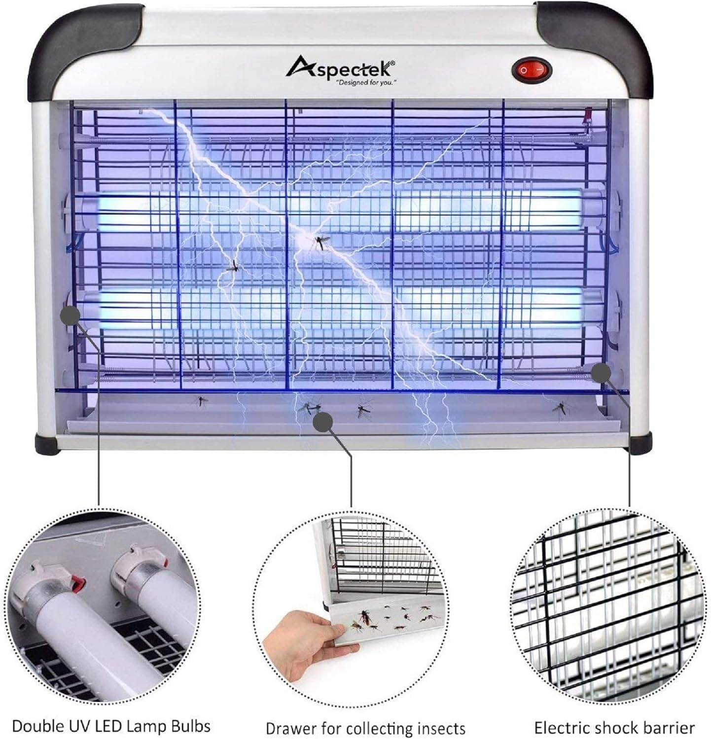 Aspectek 20W Electric Bug Zapper Effective Against Mosquitoes Indoor Pest NEW